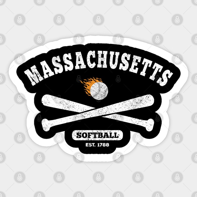 Massachusetts Softball Classic Retro Style for Men Women Sticker by plainlyfashion